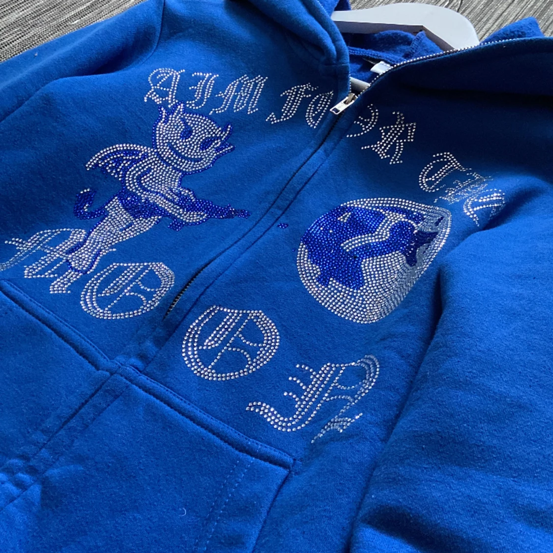 Rhinestone zip hoodie - 91