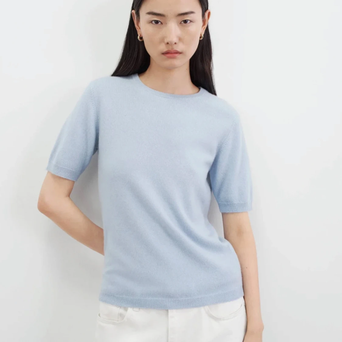 Soft Goat chashmere t-shirt ljusblå  - 90