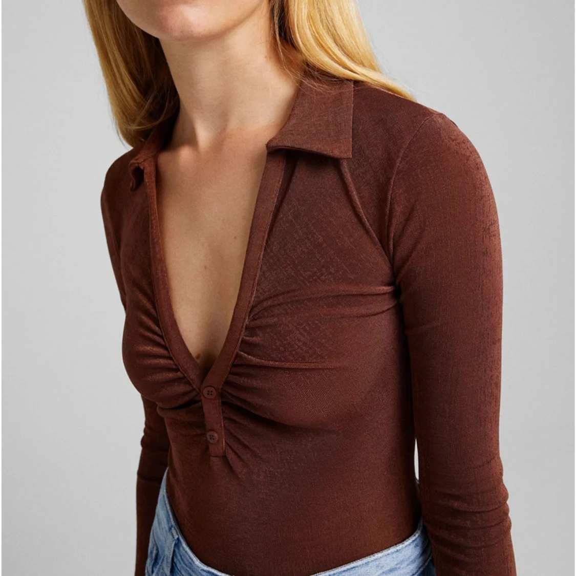 Brun långärmad topp från Bershka - 90