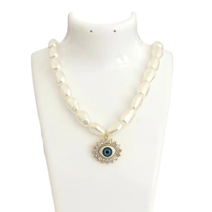 Evil eye/Nazar öga halsband  -  Elastiskt halsband med låsning  45cm+10cm förlängning 