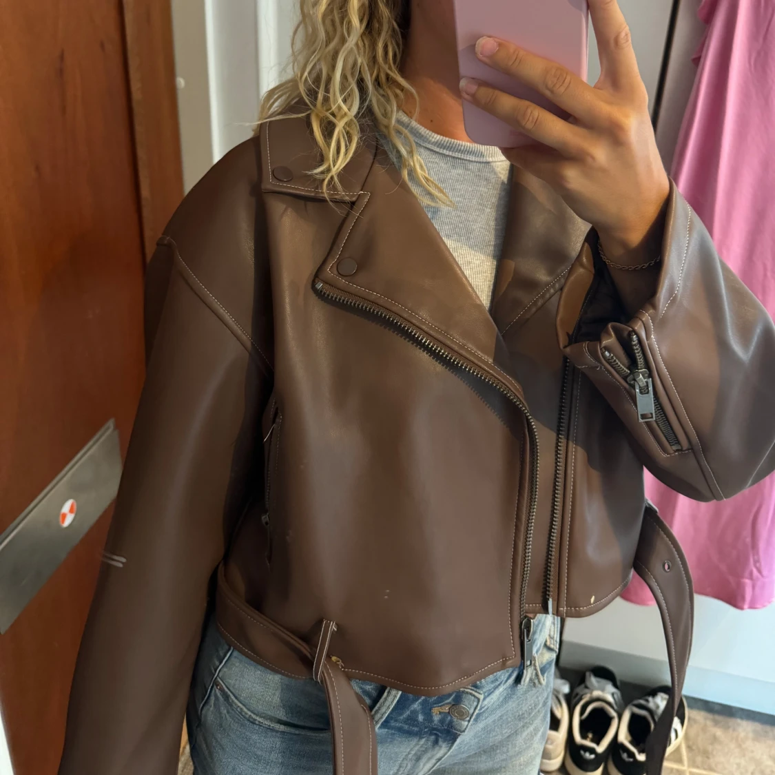 Skinnjacka brun bianca - 90