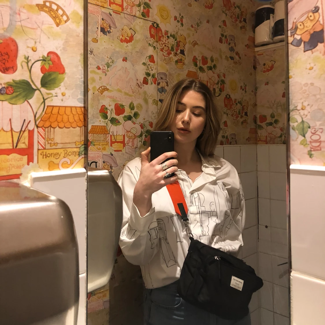 Mönstrad bomullsskjorta  - 90