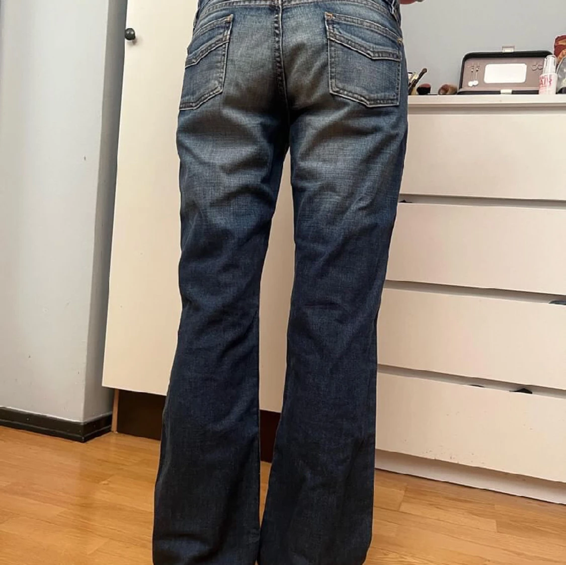 Flare bootcut jeans blåa låg midja - 91