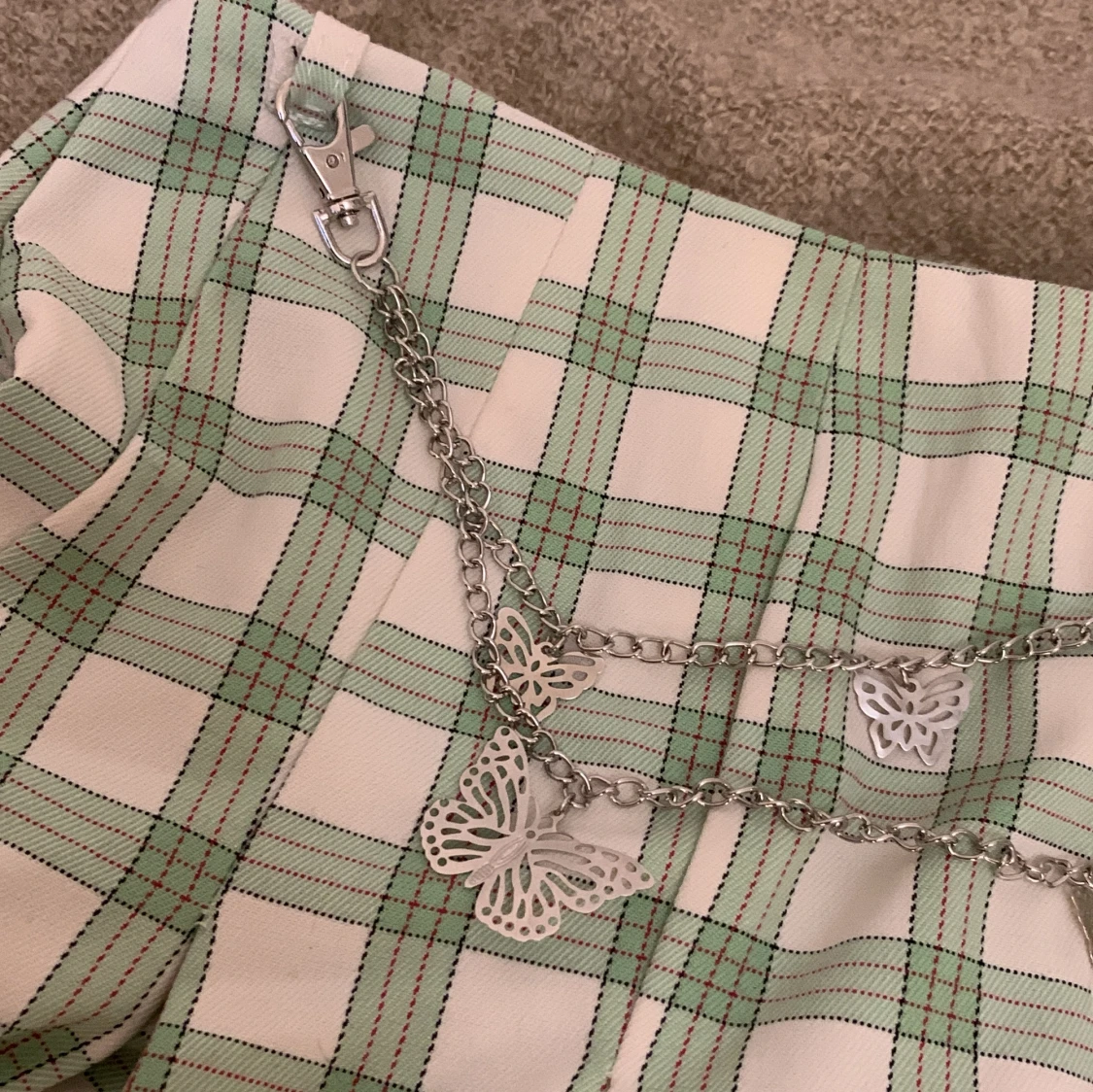 Grön och vit rutig kjol från Bershka - 92