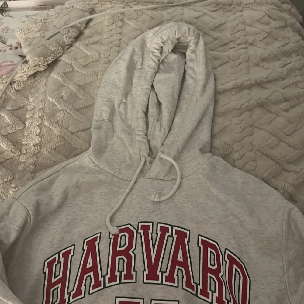 Säljer en hoodie med röd Harvard text på🥰 har inga defekter och är i strl S.. Hoodies.