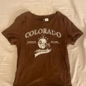 Säljer denna bruna tajta t-shirt från H&M då den inte används längre. Den är i bra skick och har inga defekter. OBS! Tvättar alltid plaggen innan jag skickar iväg dom.