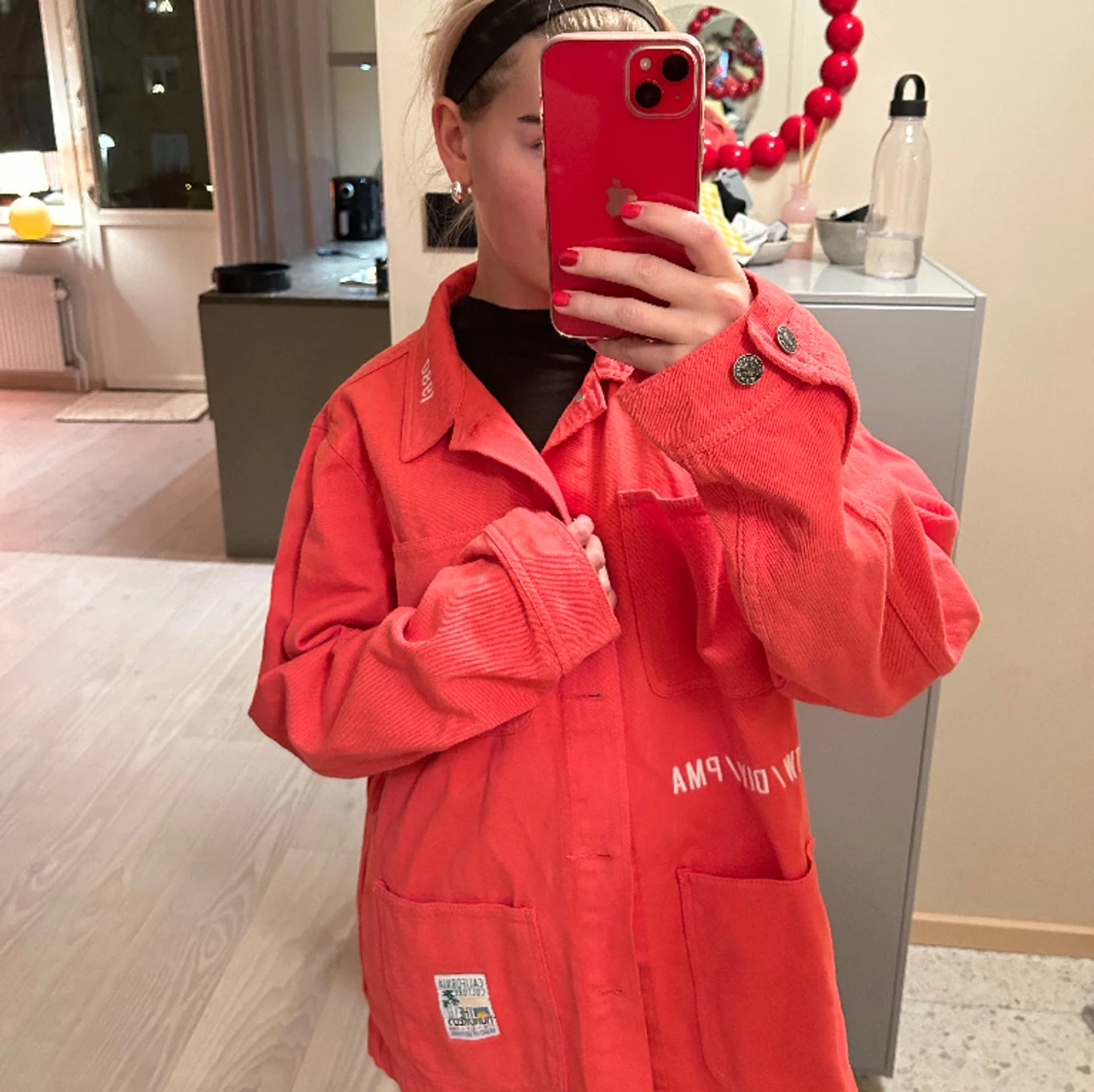 Lys röd / orange jeans jacka