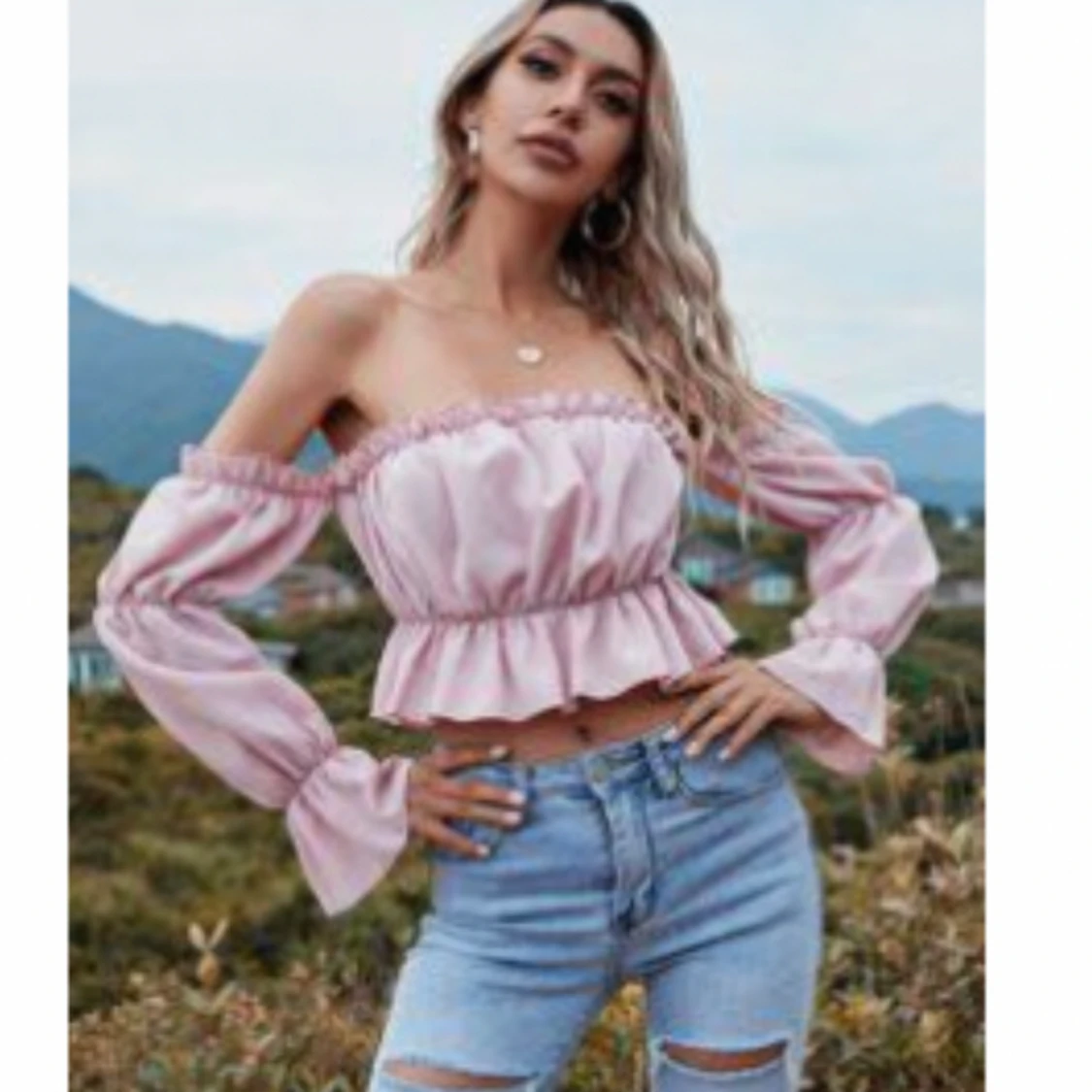 Rosa offshoulder tröja - 90