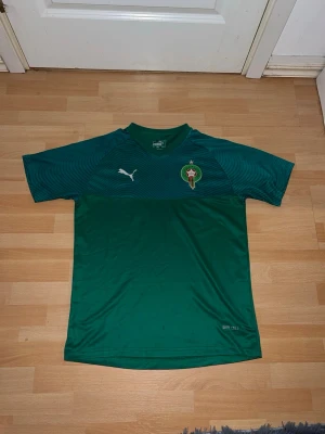 Grön Marocko fotbollströja Puma - Snygg grön fotbollströja från Puma med Marockos landslagsemblem på bröstet och texten 'MOROCCO' samt arabiska på ryggen. Tillverkad i lätt och snabbtorkande material med DryCell-teknologi. Perfekt för träning eller match.