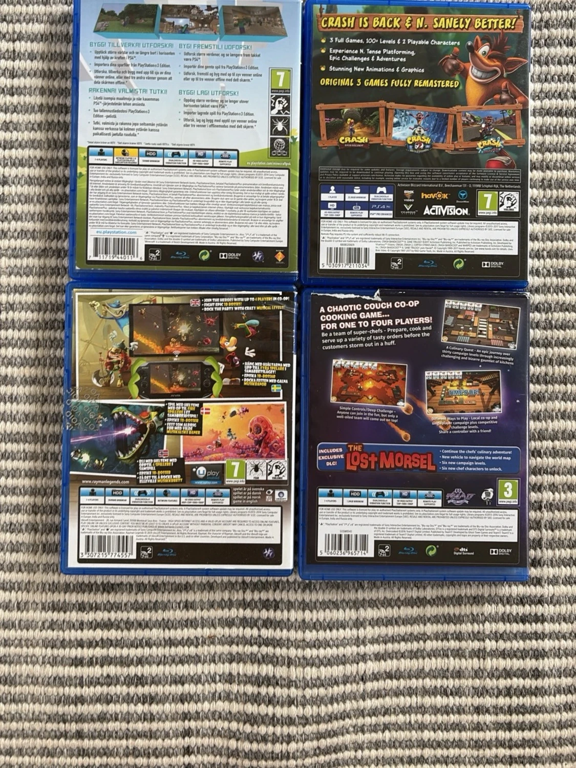 PS4 spelpaket: Minecraft, Crash, Rayman, Overcooked - 1