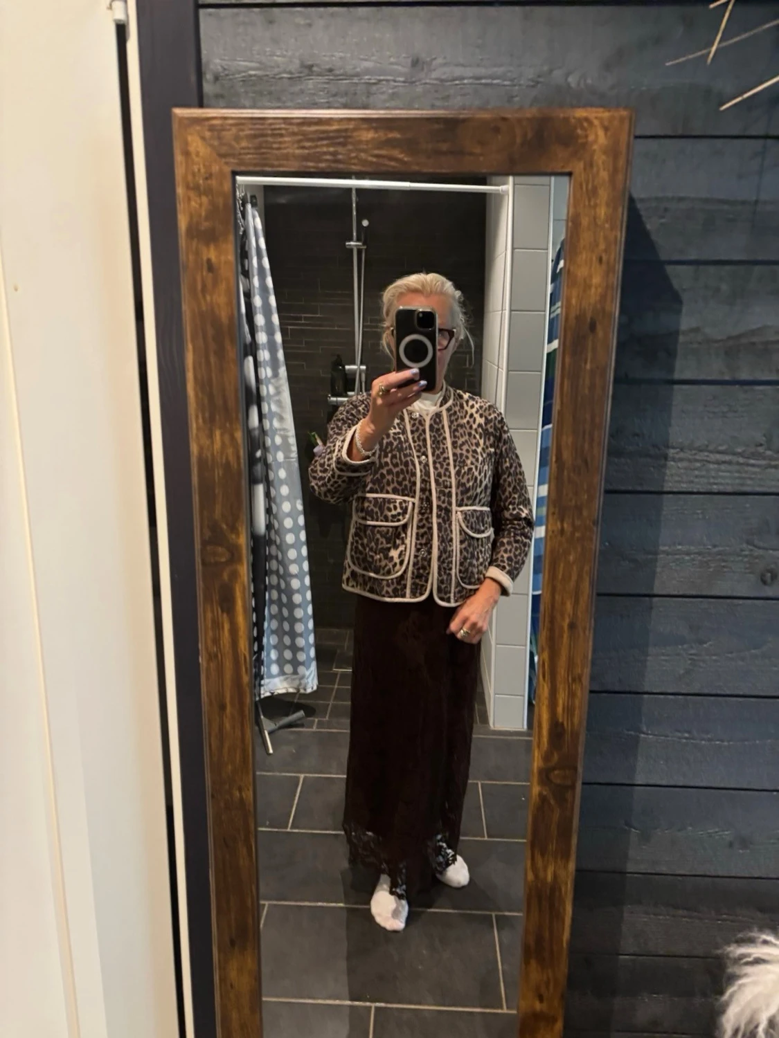 Leopardmönstrad quiltad jacka