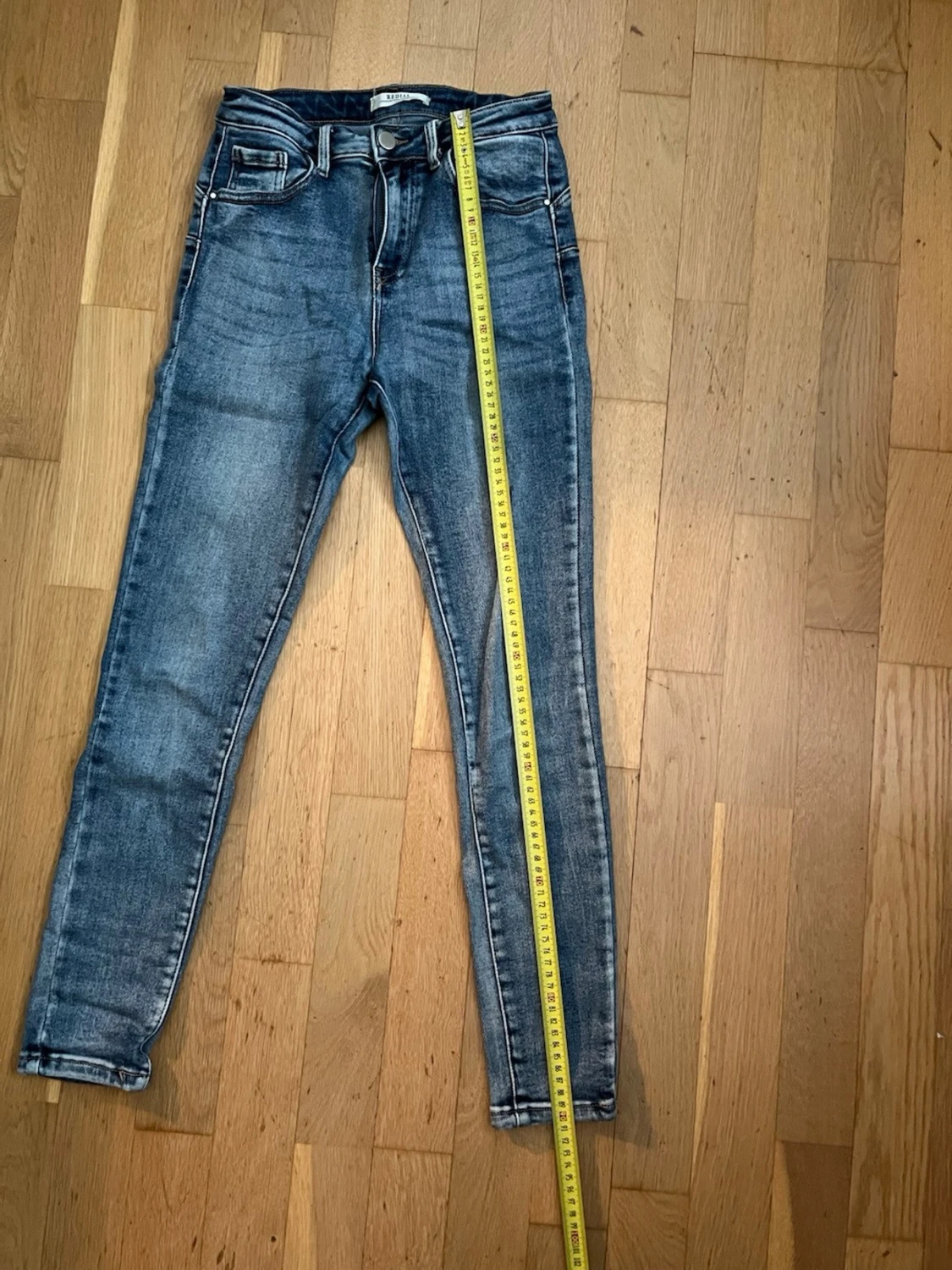 Blå high waist skinny jeans - 6