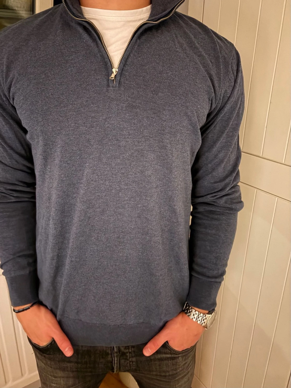 Blå halfzip