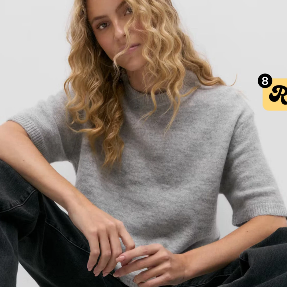 Grå stickad tröja från Gina Tricot