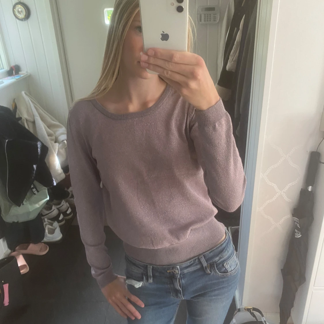 Ljuslila glittrig tröja - 2