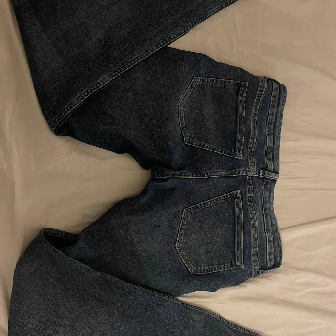 Mörkblå lågmidjade bootcut jeans - 1