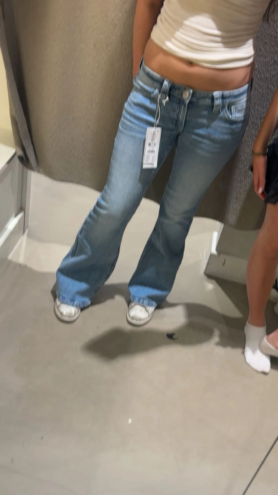 Ljusblå bootcut jeans med låg midja - 1