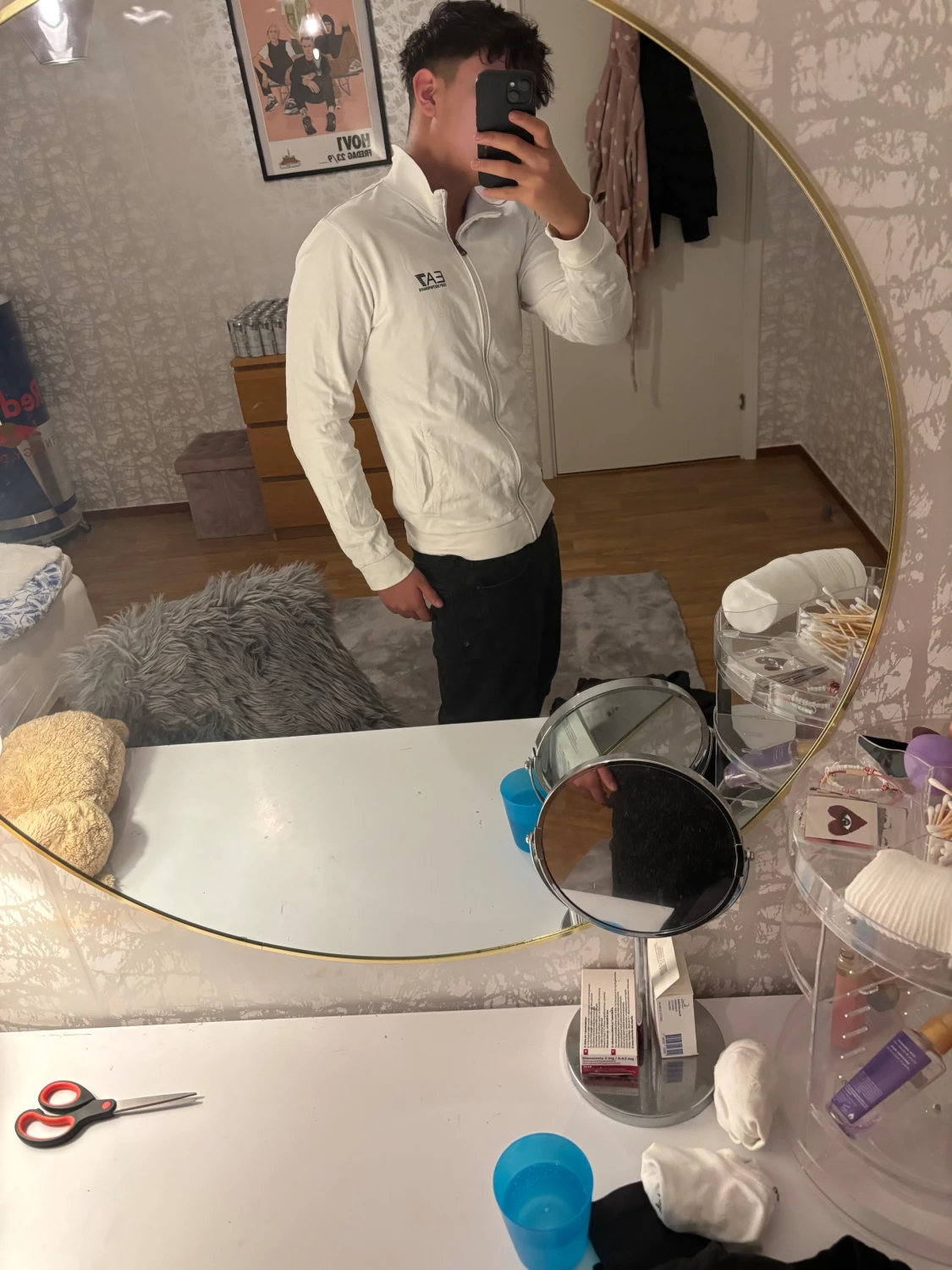 Vit EA7 zipjacka med hög krage - 1