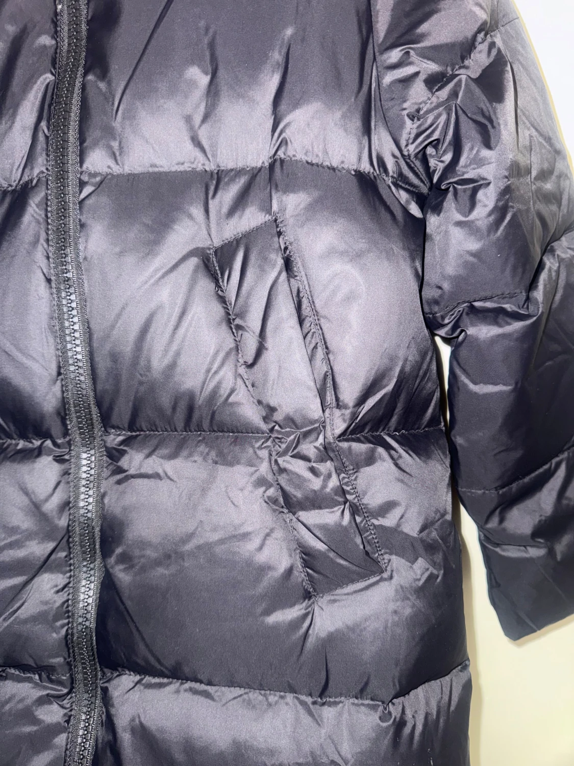 Svart lång dunjacka med huva stl140 eller 10 - 1