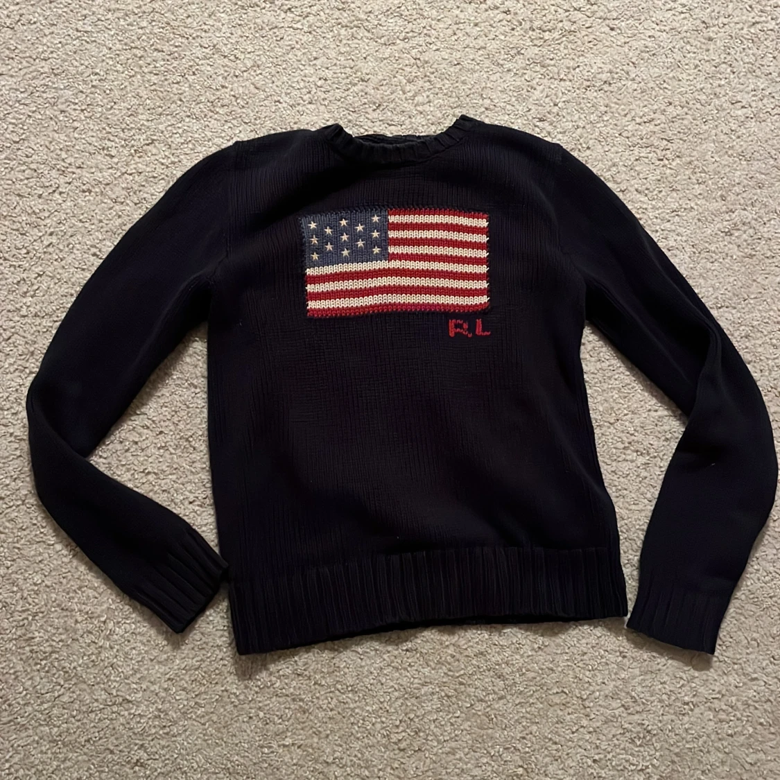 Mörkblå stickad tröja Polo Ralph Lauren