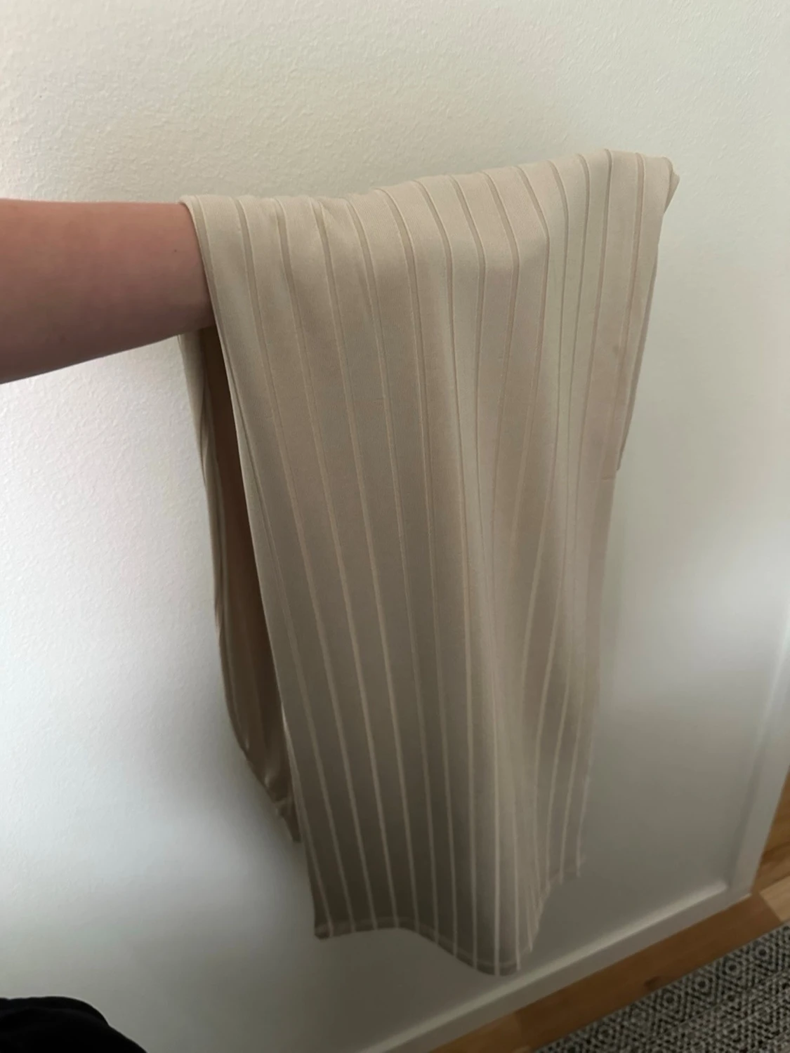 Beige ribbade wide byxor