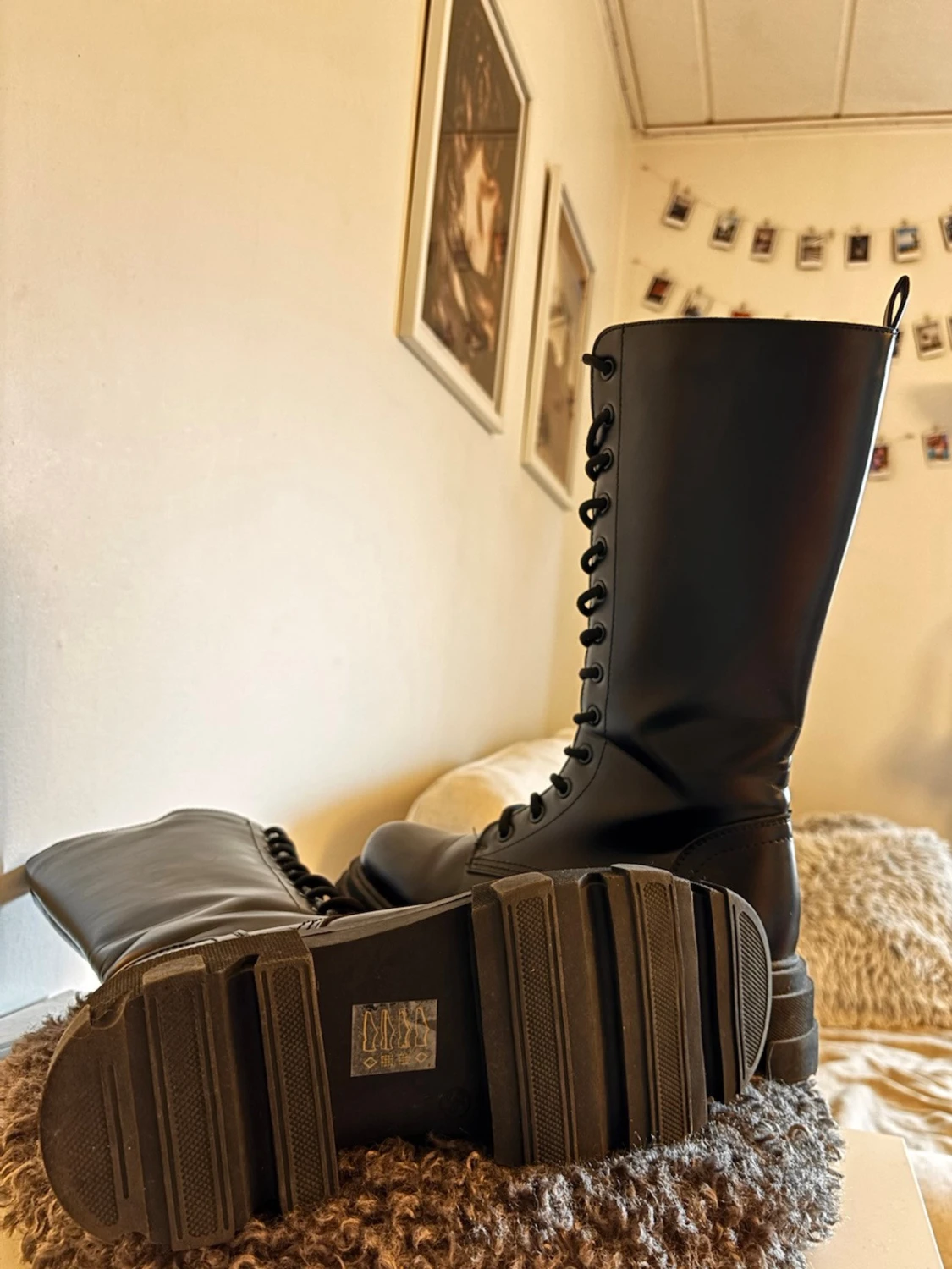 Svarta höga boots med snörning - 3