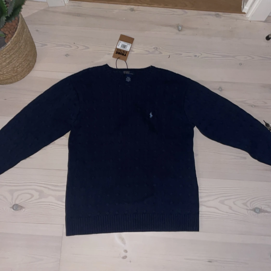 Mörkblå kabelstickad tröja Polo Ralph Lauren