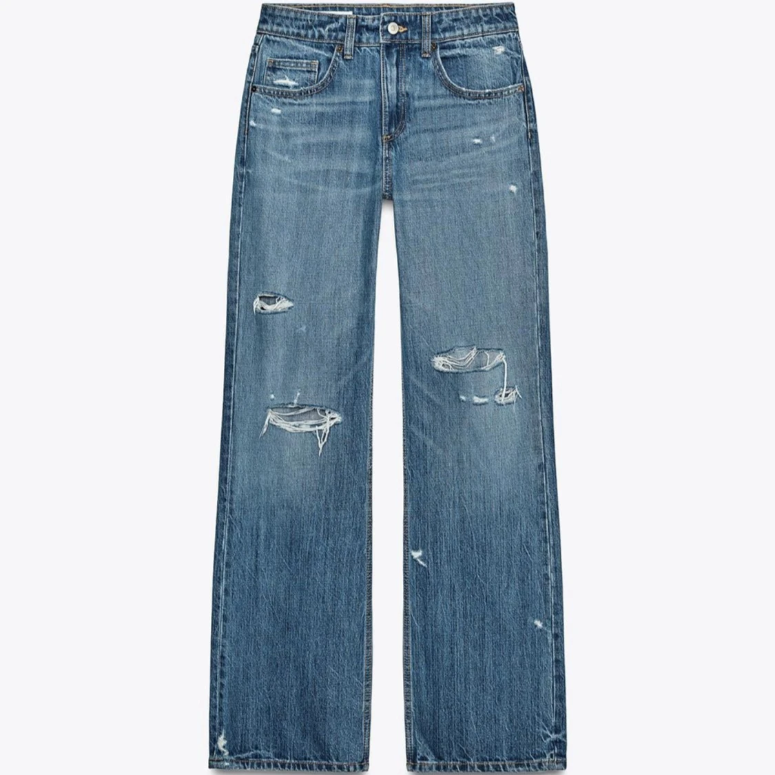 Blåa jeans med slitningar - 1