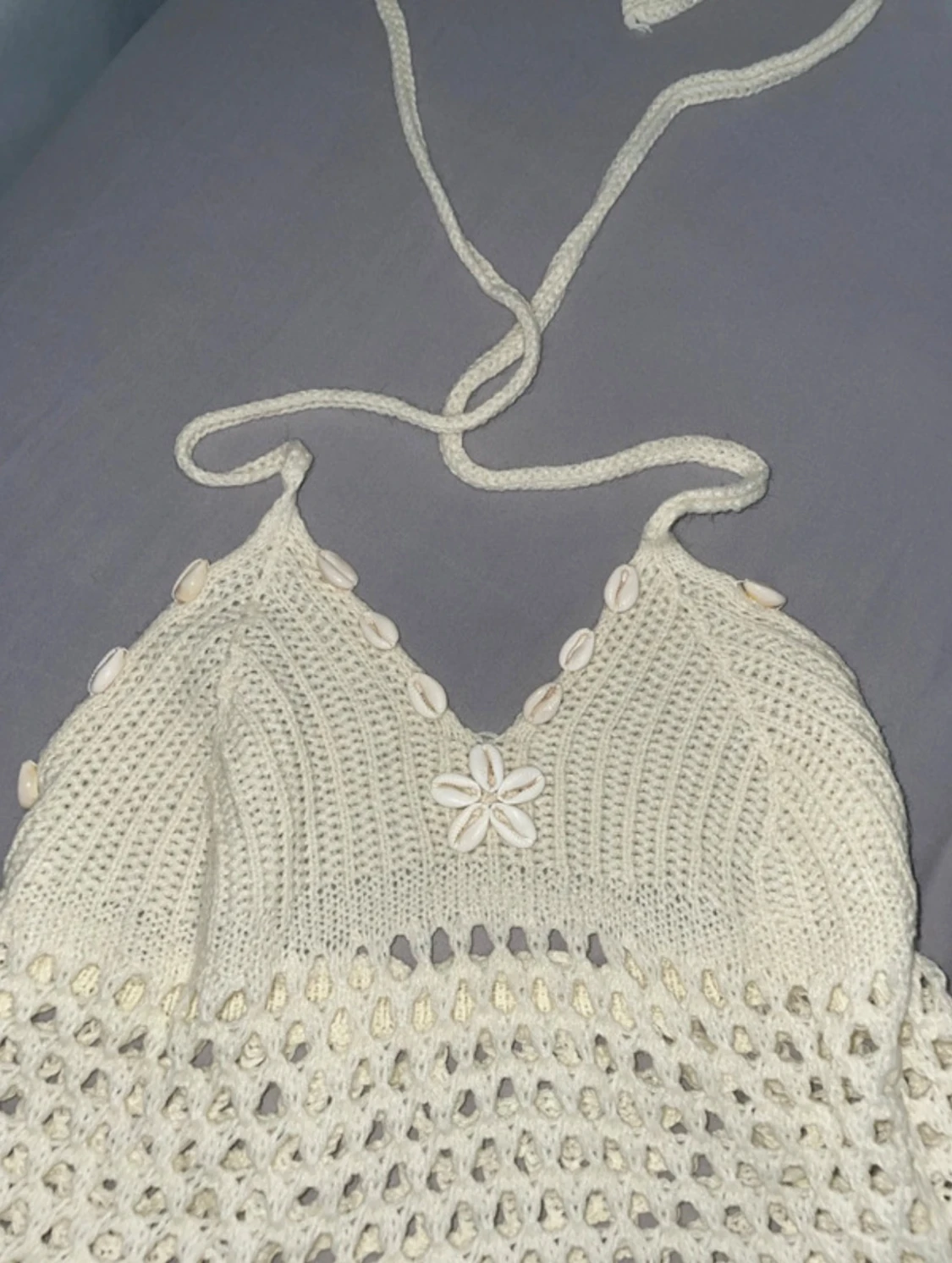 Stickad cremefärgad linnetopp SHEIN - 2