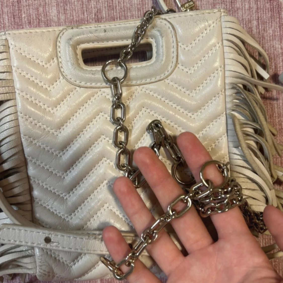 Vit axelväska med fransar från Maje - 4