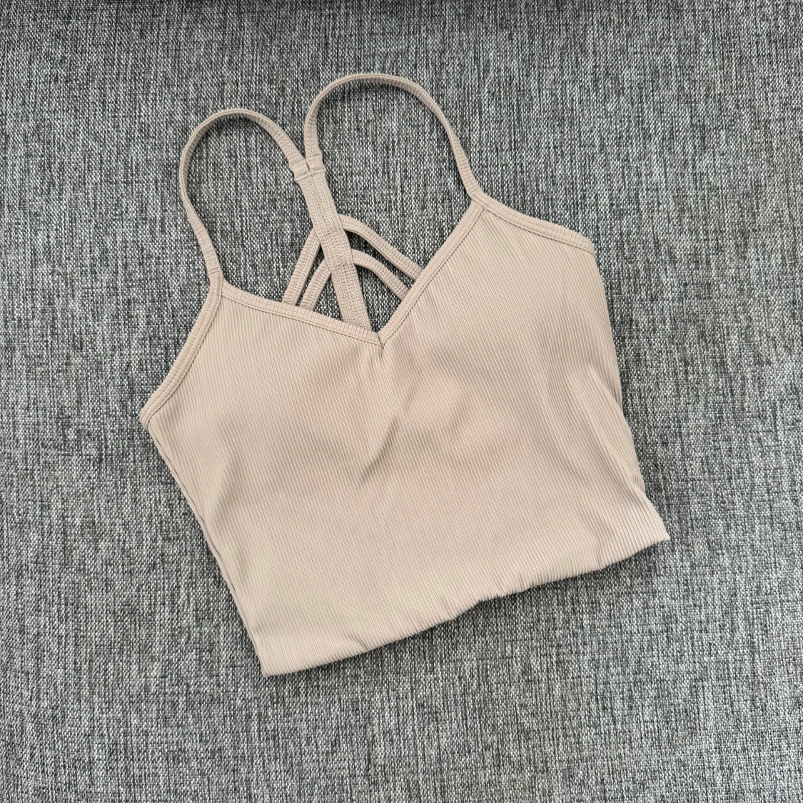 Beige ribbad linnetopp från Aim'n XS