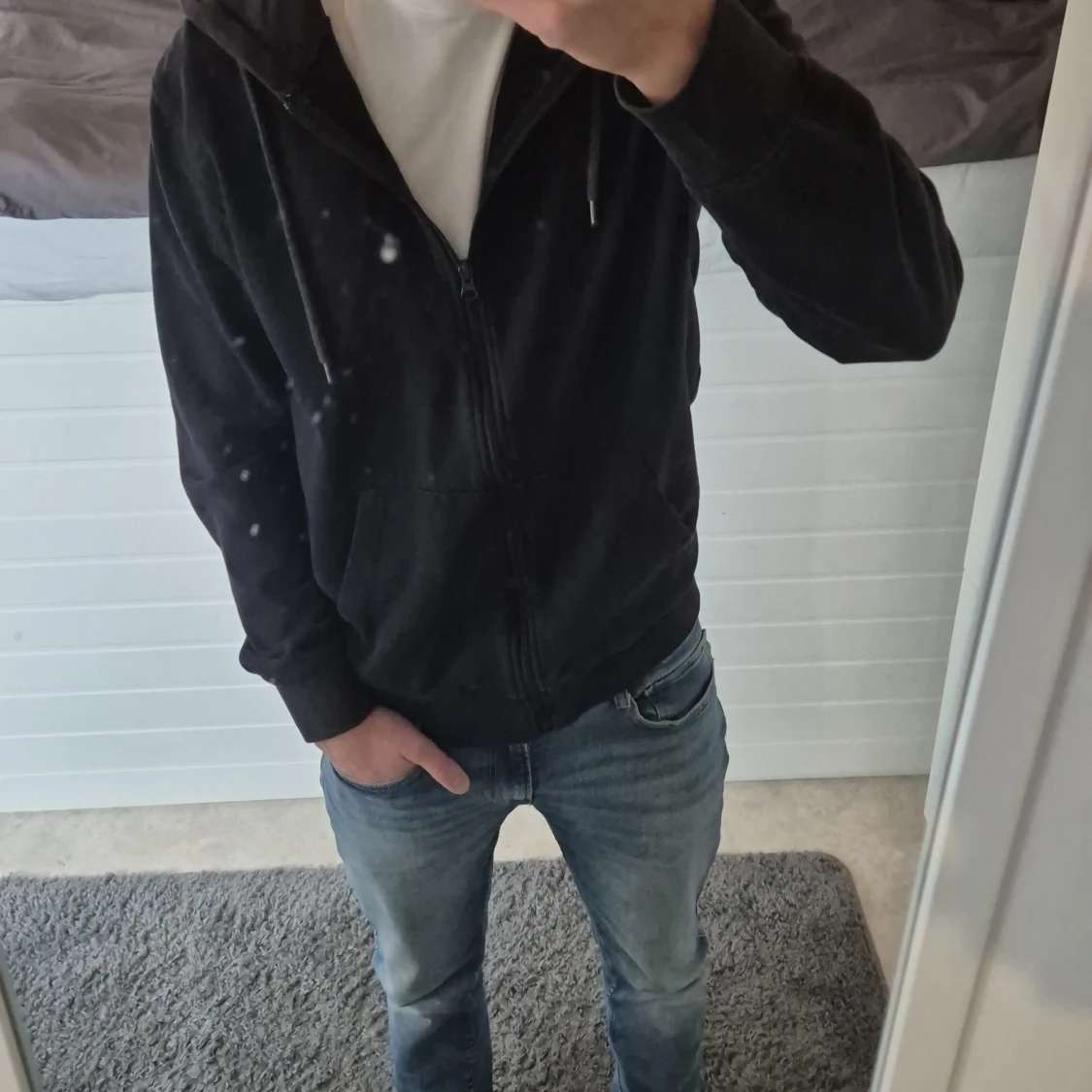 Mörkblå hoodie med dragkedja från Cubus - 1