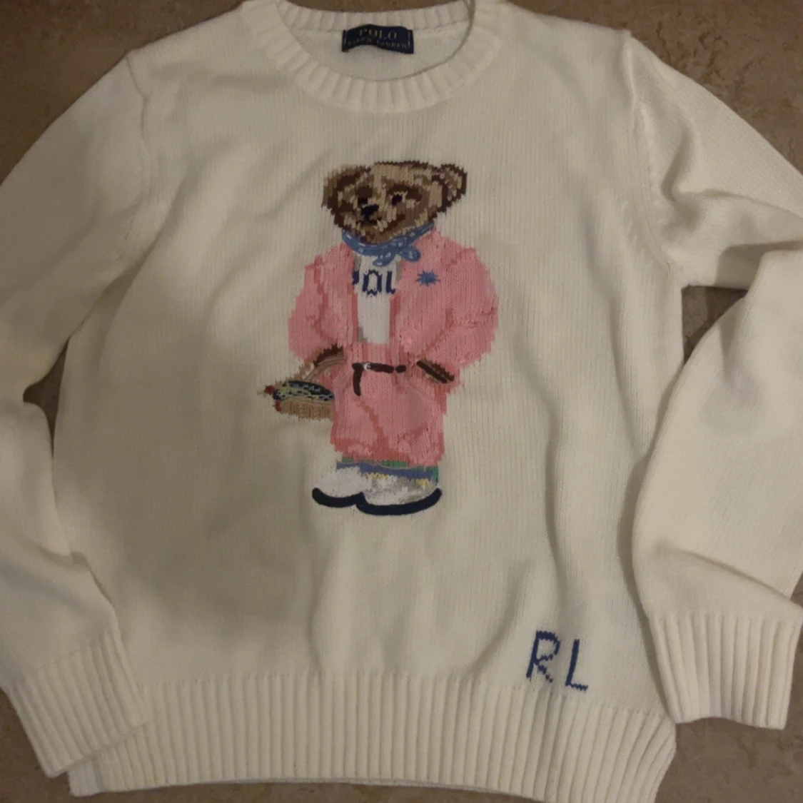 Vit stickad tröja Polo Ralph Lauren