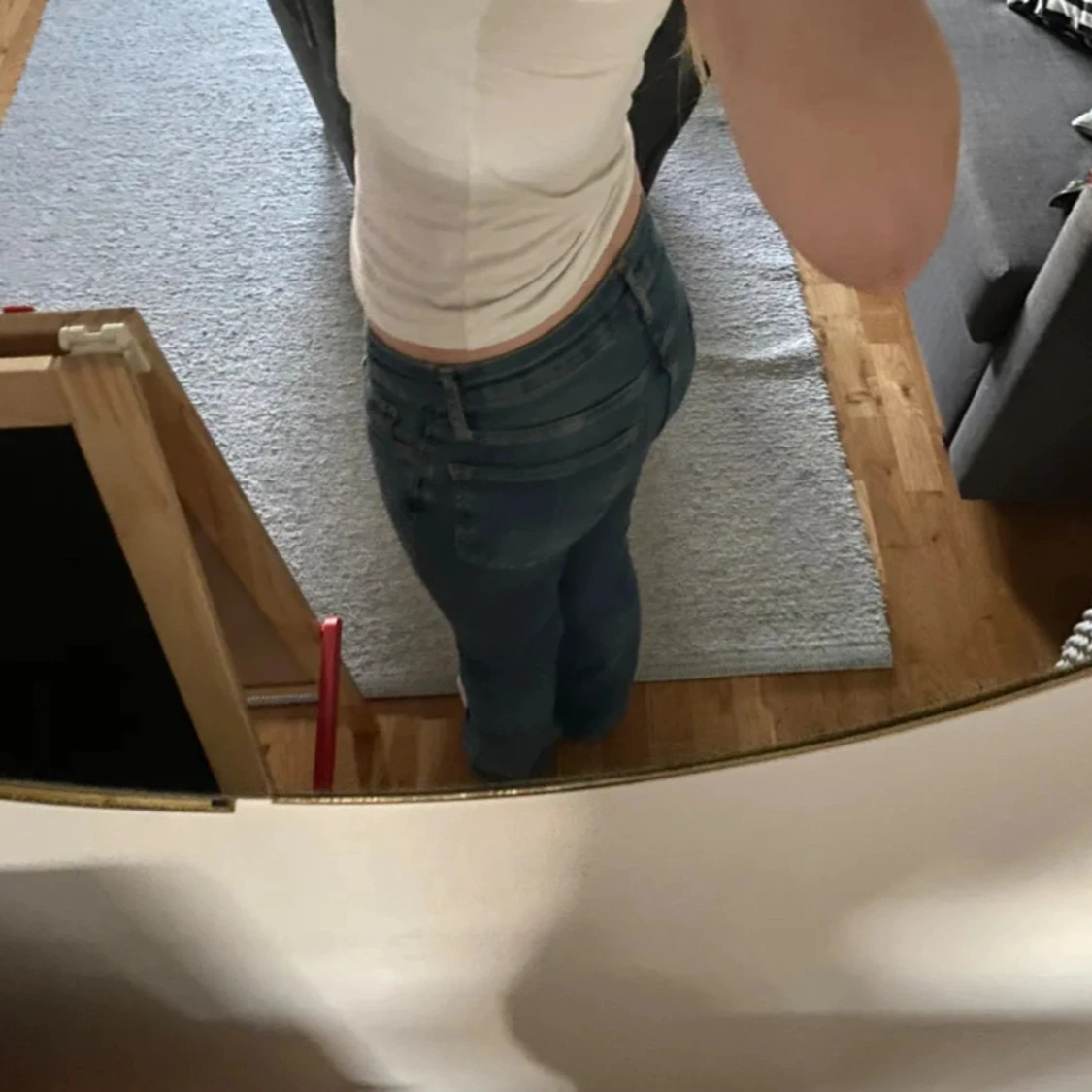 Blå straight jeans från Zara, strl 34 - 1