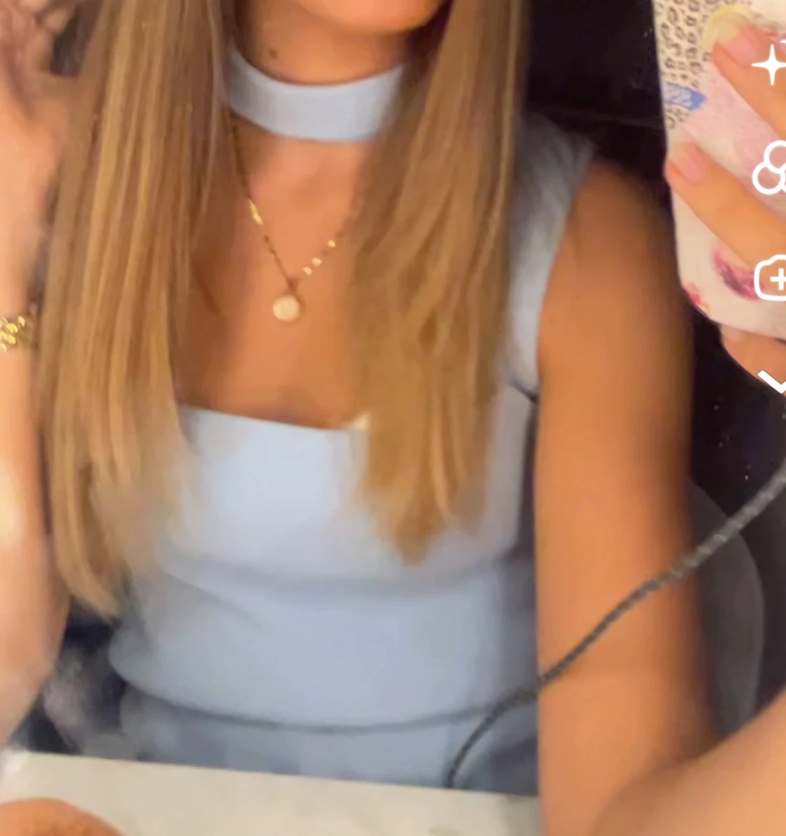 Ljusblå ZARA Choker Topp - 1