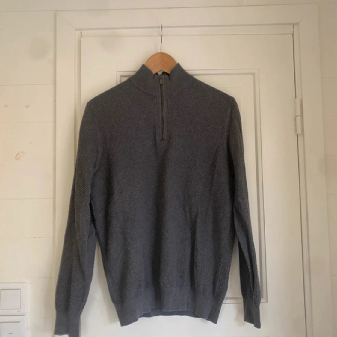 Grå half zip stickad tröja Massimo Dutti - 3