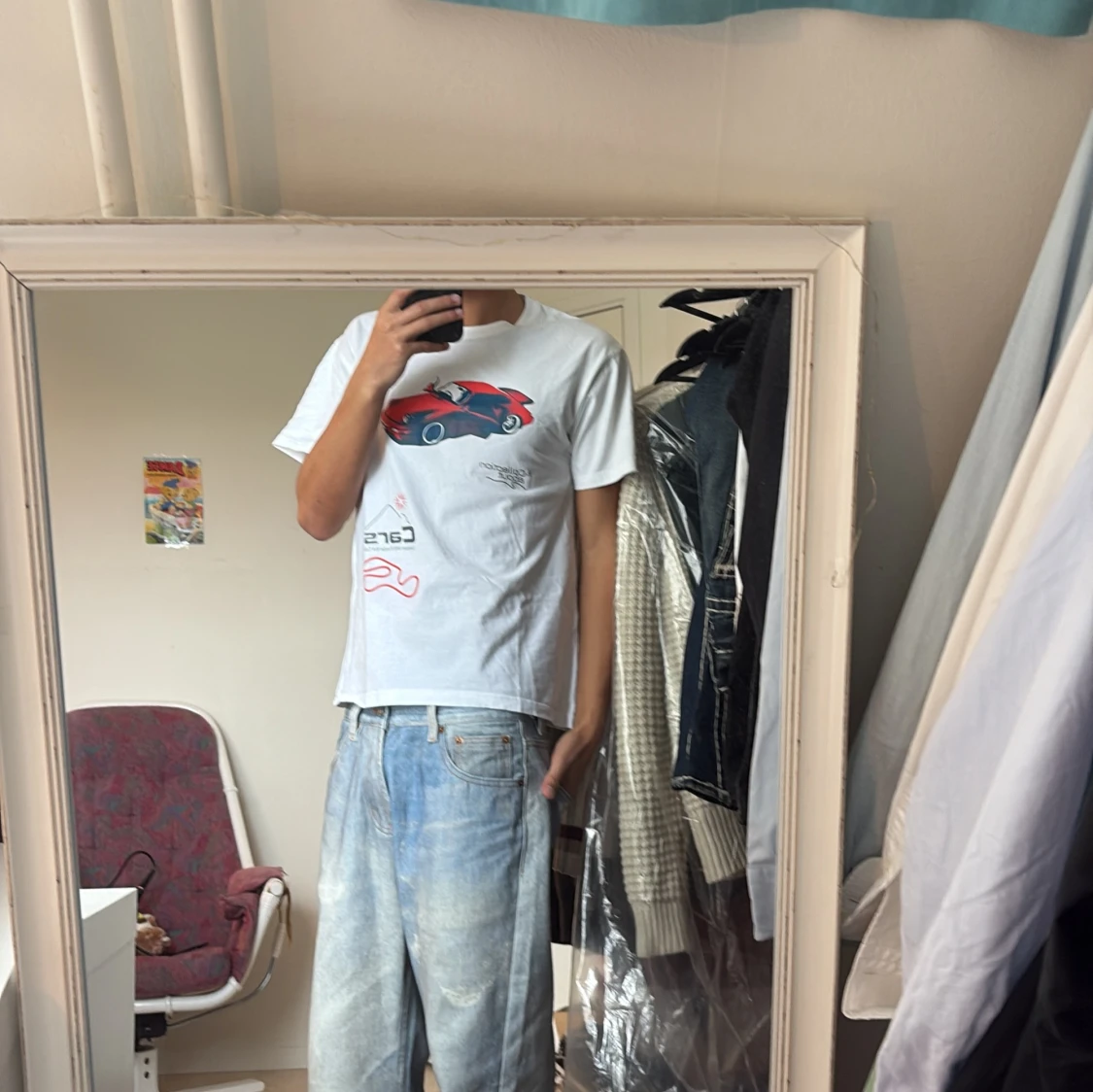 Vit t-shirt med röd sportbil Cars-motiv - 3