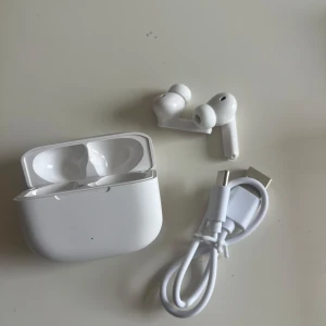 ALADRIG ANVÄNDA Wireless Earbuds - Trådlösa hörlurar med laddningsetui och USB-C kabel. Levereras i originalförpackning med manual och extra silikontoppar. Vit färg, in-ear design. Produkten ser oanvänd ut och är i mycket gott skick, perfekt för musik och samtal på språng.