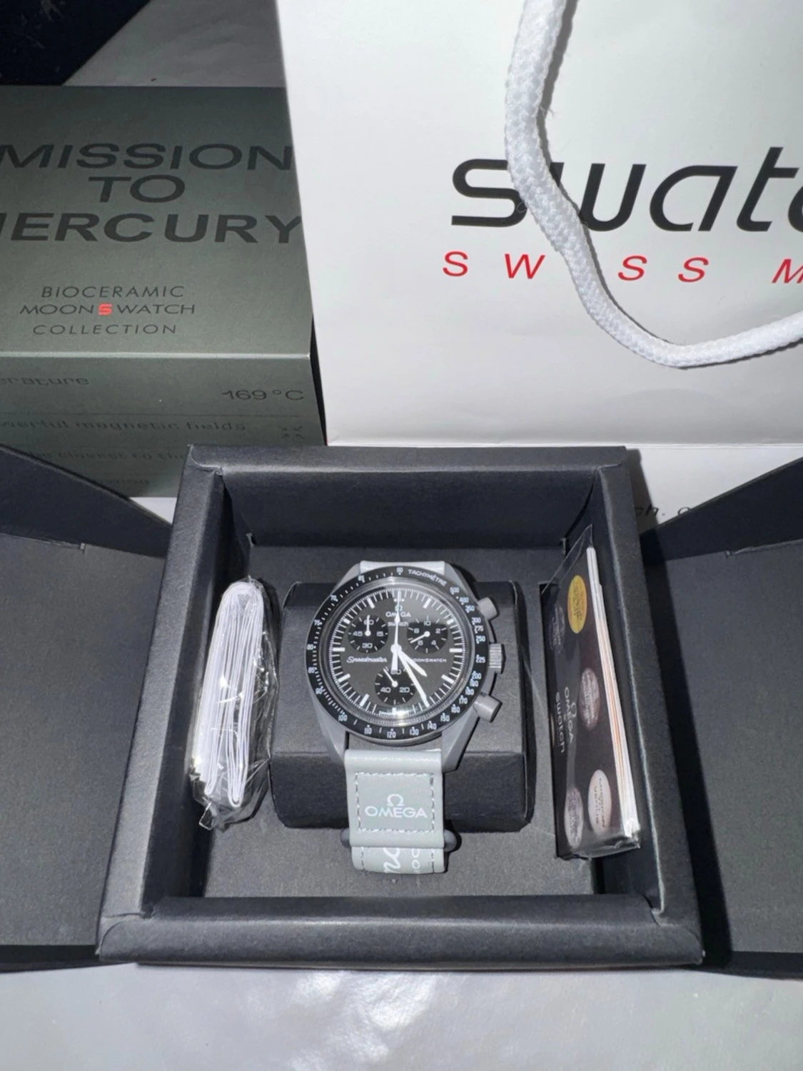 Omega Swatch Mission to Mercury Moonswatch + Box