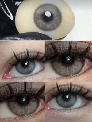Grå kosmetisk lins för ögat - Säljer en grå kosmetisk kontaktlins med realistiskt mönster som ger ögat en intensiv och naturlig look. Perfekt för att förändra din ögonfärg till en kall, grå nyans. Linsen är rund och tillverkad i mjukt material för bekväm användning.