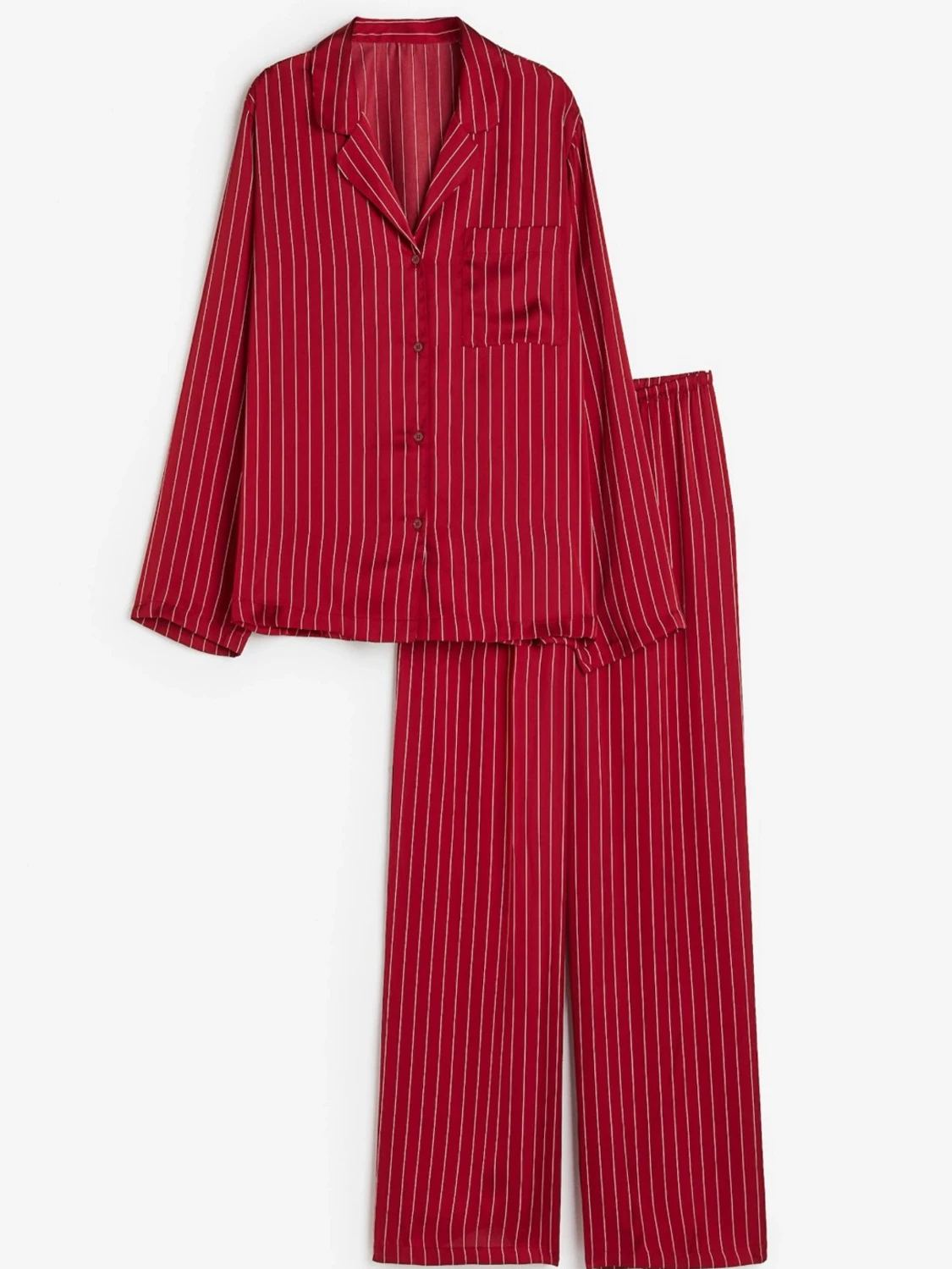 Röd randig pyjamas med skjorta