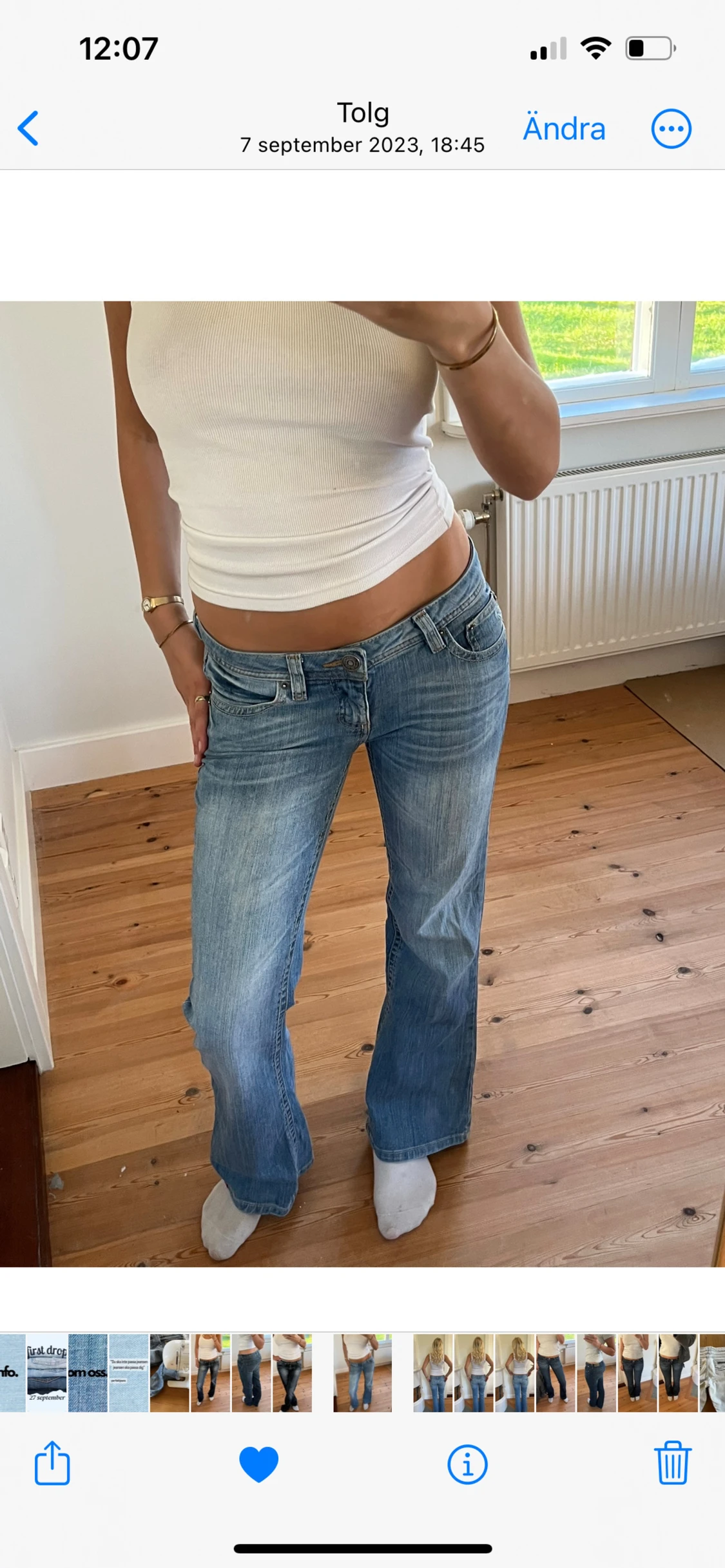 Ljusblå lågmidjade jeans vintage  - 5