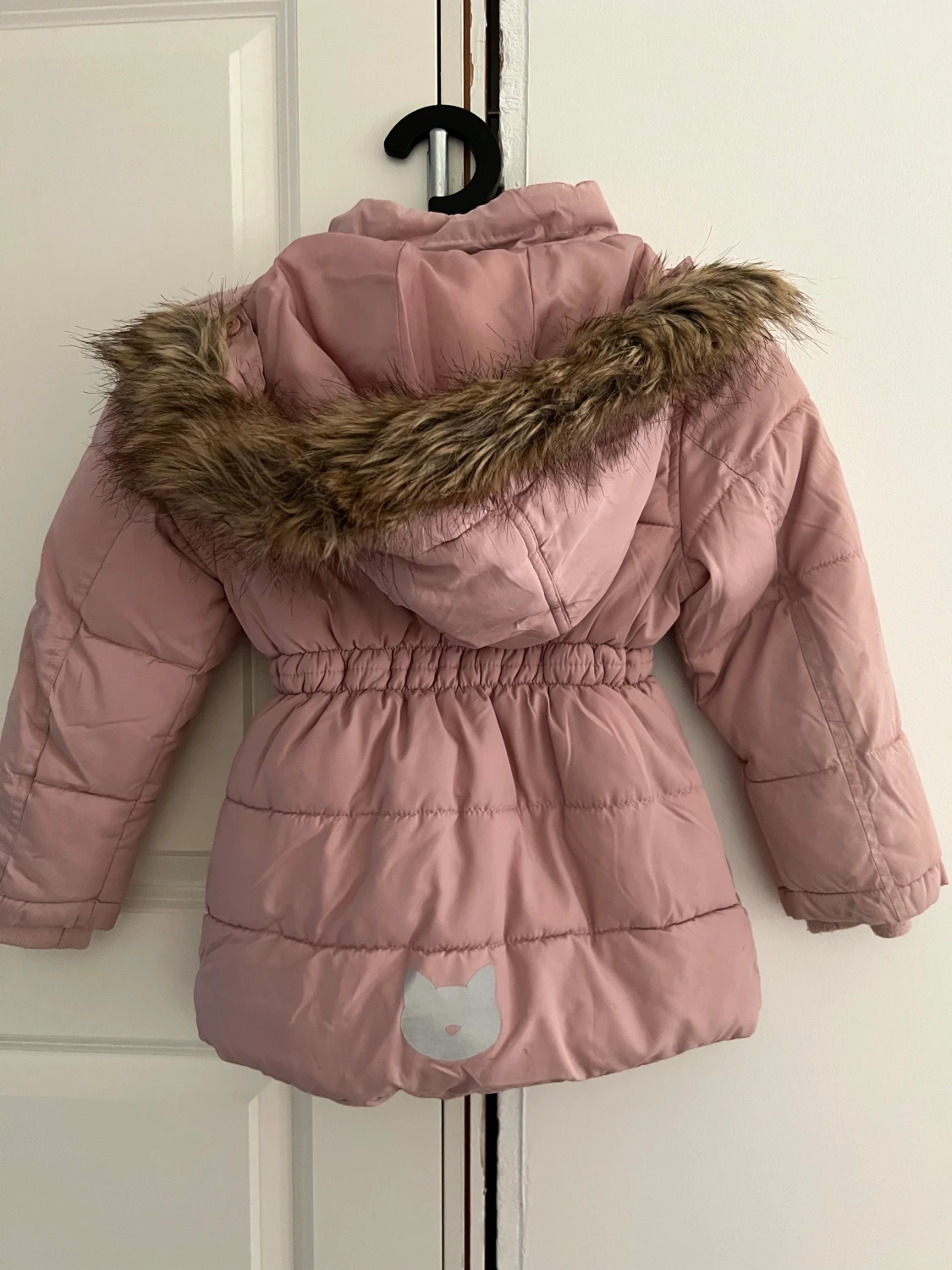 Rosa pufferjacka med fuskpäls KappAhl 116 - 1