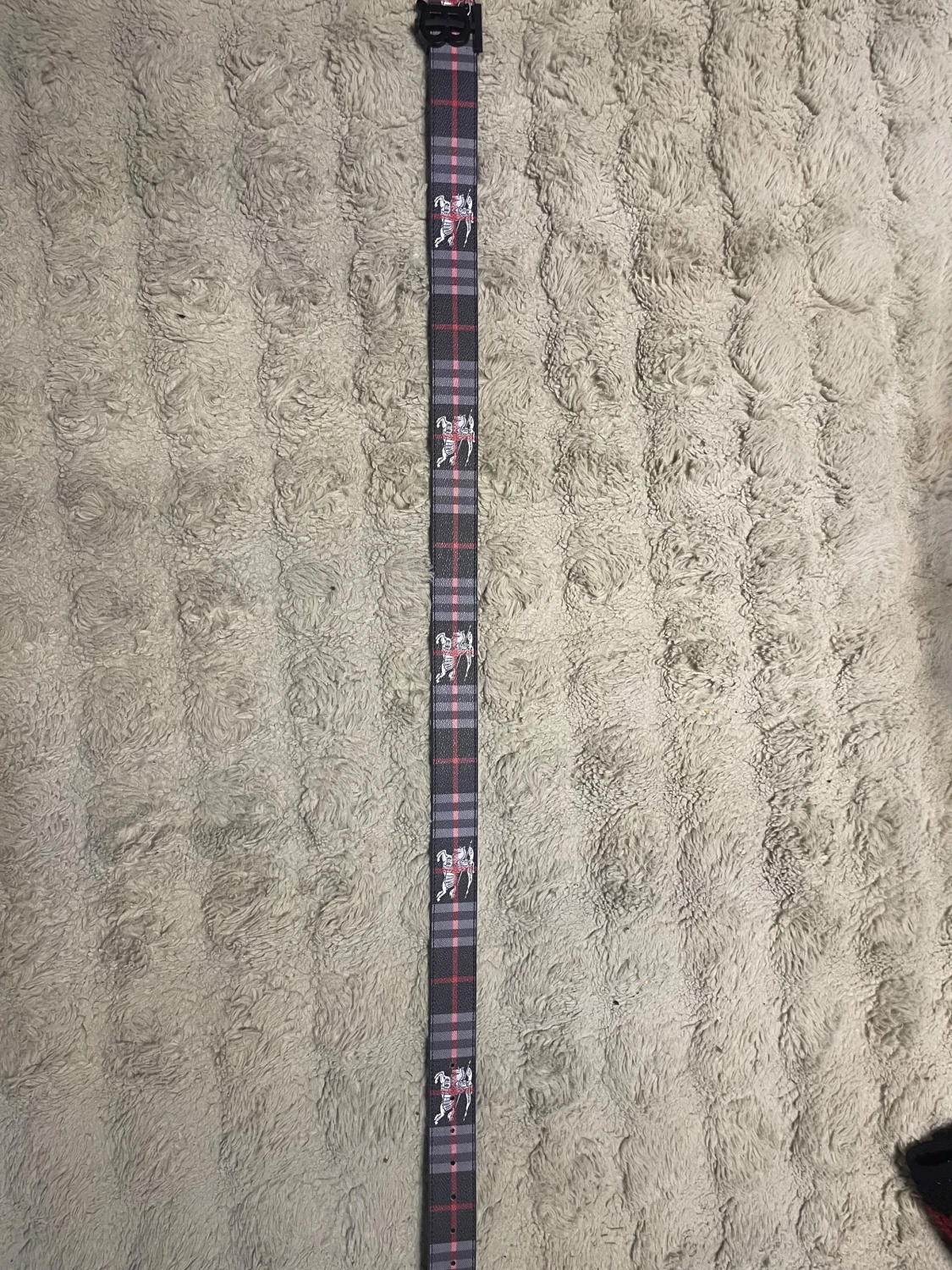 Rutig Burberry bälte med TB-spänne - 2