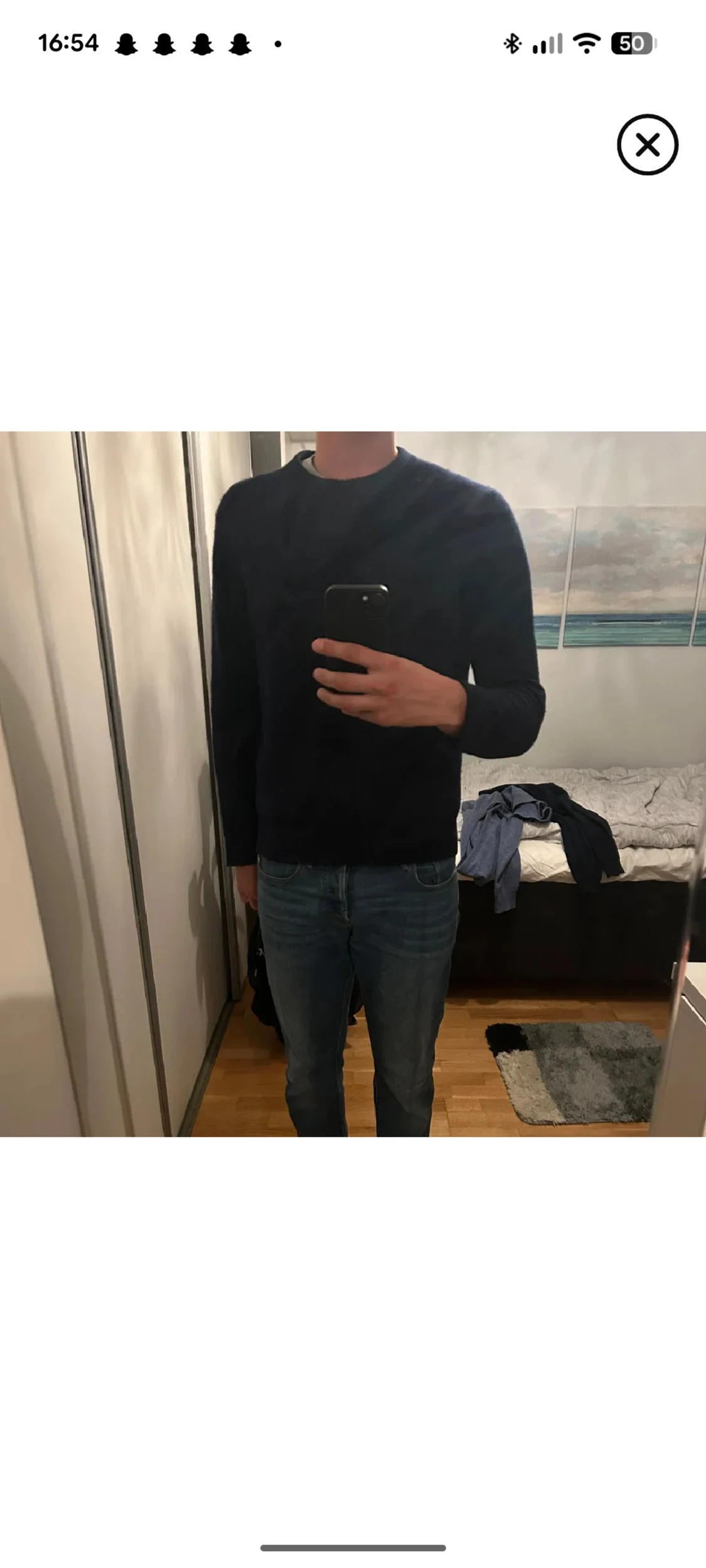 Mörkblå kashmirtröja Massimo Dutti