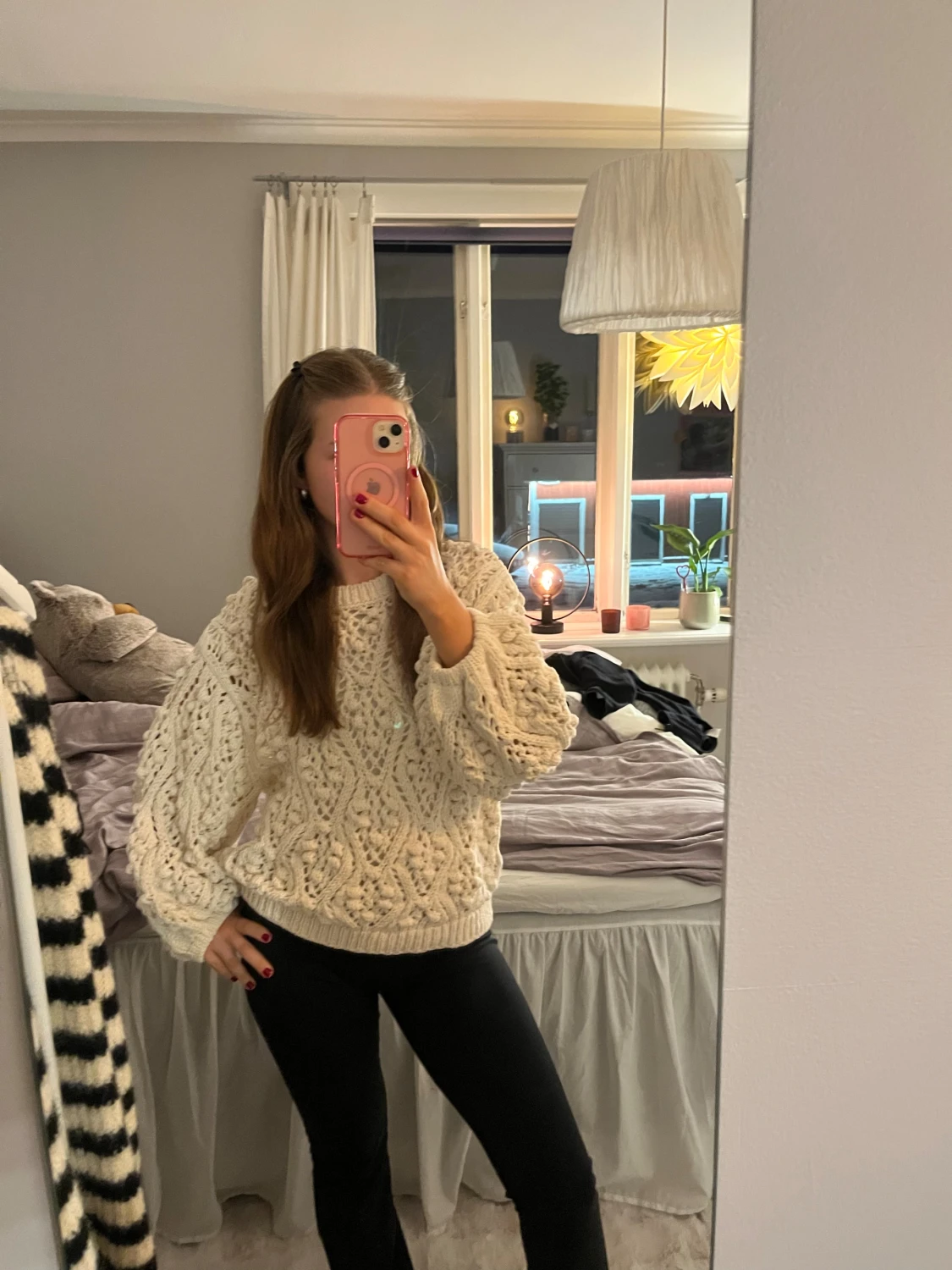 Vit chunky stickad tröja - 1