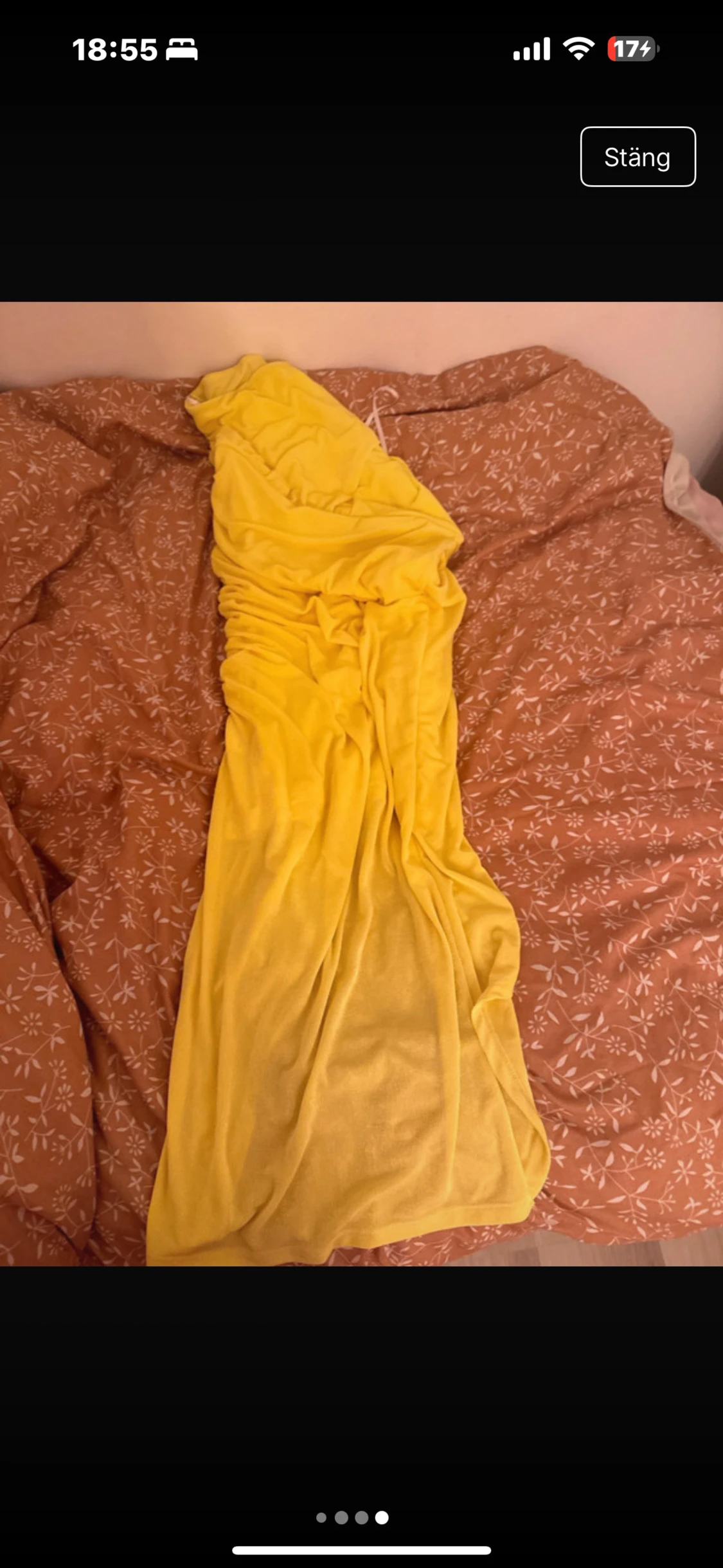 Gul one shoulder långklänning - 3