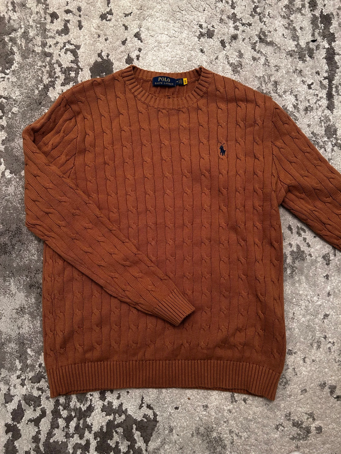 Brun kabelstickad tröja Polo Ralph Lauren