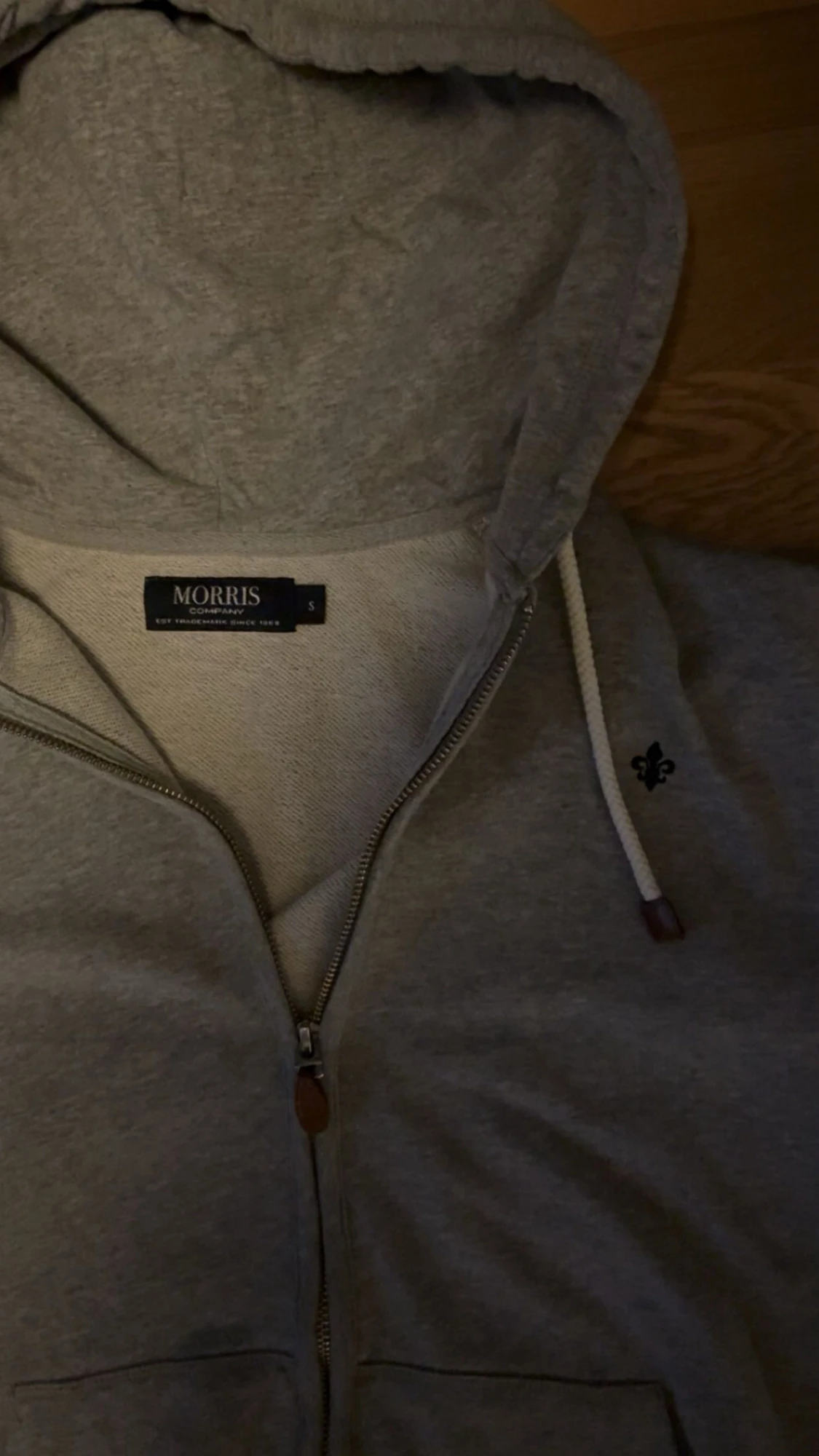 Grå hoodie från Morris med dragkedja - 2