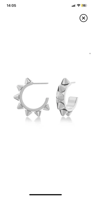 Silvriga örhängen med nitar - Säljer mina örhängen från Edblad, de är använda en gång och är i mycket bra skick skriv om du är intresserad!🩷